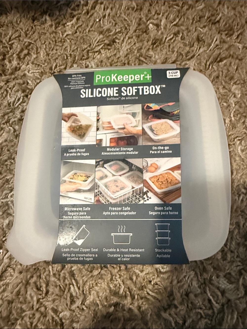 Silicone Softbox Food Storage Container - Frosted White New!